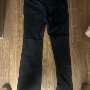 Flared/straight leg low wasted black cargo jeans
